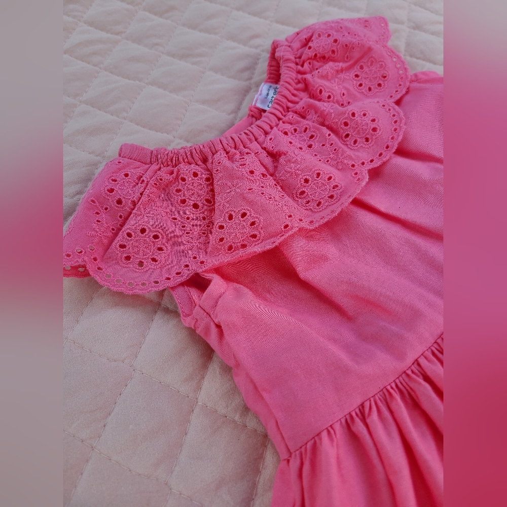 Tulle-lined pink eyelet dress by Carter's, size 9M - Picture 2 of 6